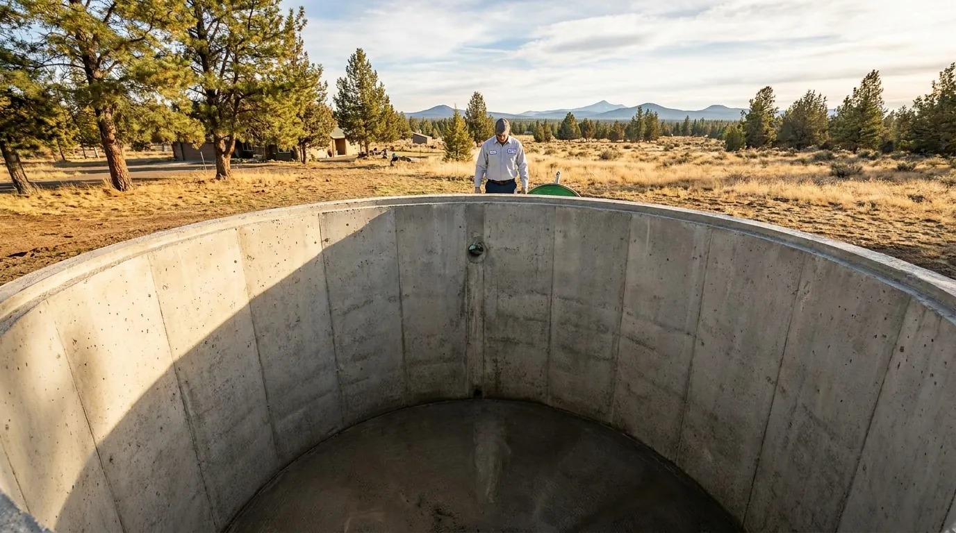 A cleaned septic tank interior on a Bend, Oregon property